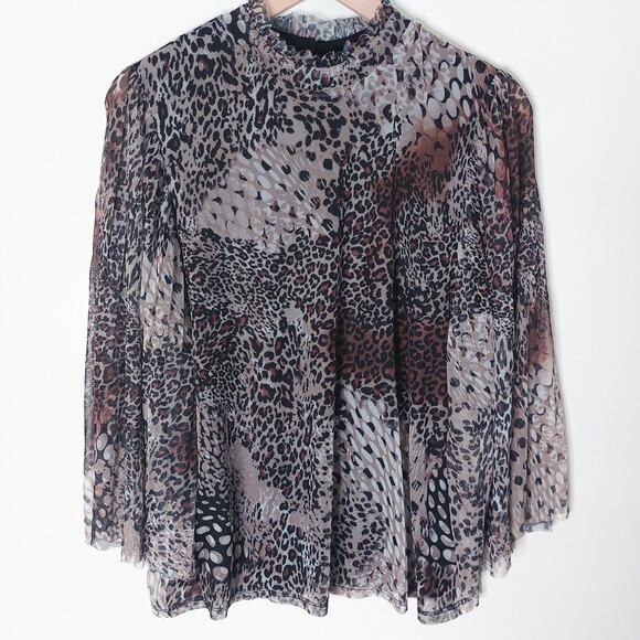 Chico’s NWT Cheetah & Snake Print Sheer Overlay Mesh Top Large - Picture 1 of 11
